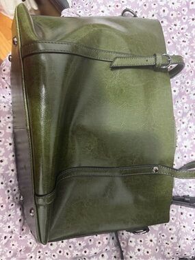 Olive Green Women's Leather Tote Bag